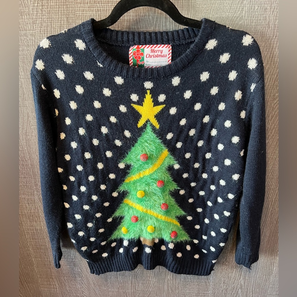 Fuzzy Christmas tree sweater! Sz M. Holiday party ready!